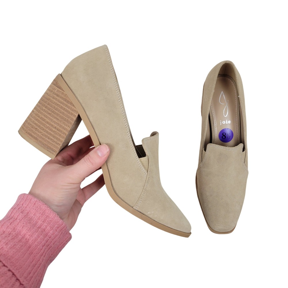 Joie Wevenly Suede Block Heel Loafers Tan Size 8.5‎